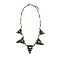 Vintage Style Silver and Black Triangle necklace
