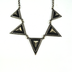 Vintage Style Silver and Black Triangle necklace