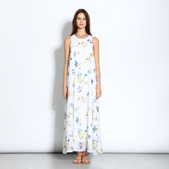 Sleeveless maxi dress with floral print