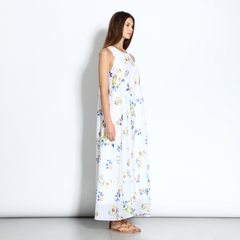 Sleeveless maxi dress with floral print