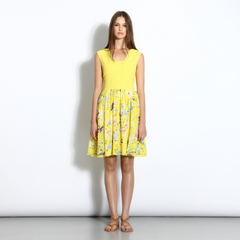 Floral-print dress with square neckline