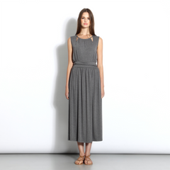 Jersey midi dress with triangle cut-outs on neckline