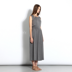 Jersey midi dress with triangle cut-outs on neckline