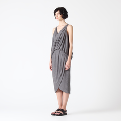 Gathered Drape Jersey Midi Dress