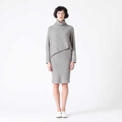 Turtleneck Collar Dress with Asymmetric Side Tuck
