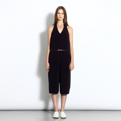 Three-quarter length halterneck playsuit