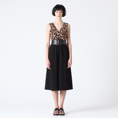 Three-Quarter Length Wide Leg Leopard Print Jumpsuit (with Wide Belt)