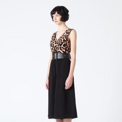 Three-Quarter Length Wide Leg Leopard Print Jumpsuit (with Wide Belt)