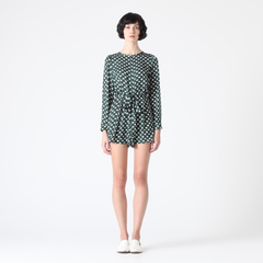 Rectangle Print Playsuit with Waist Belt
