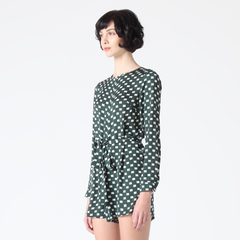 Rectangle Print Playsuit with Waist Belt