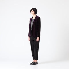 Relaxed Fit Velvet Blazer in Dark Berry