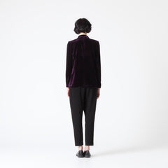 Relaxed Fit Velvet Blazer in Dark Berry