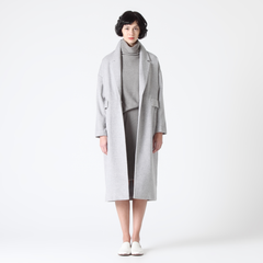 Light Grey Wool Blend Coat with Belt Detail - 50% Wool