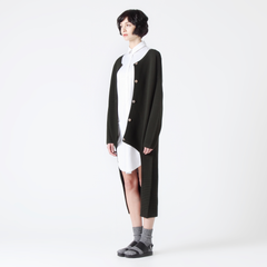 Ribbed Cardigan with Dip Hem