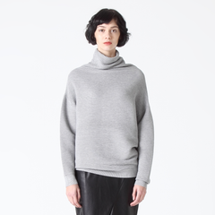 Light Grey Ribbed Asymmetric Turtleneck Jumper