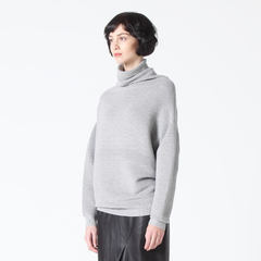Light Grey Ribbed Asymmetric Turtleneck Jumper