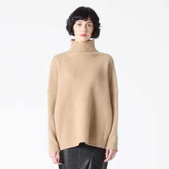 Slouchy Turtleneck Jumper in Camel