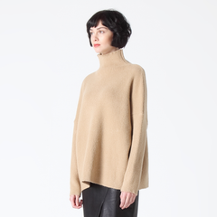 Slouchy Turtleneck Jumper in Camel