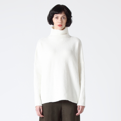 Slouchy Turtleneck Jumper in White