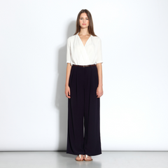 Half-sleeve wrap top with v-neck