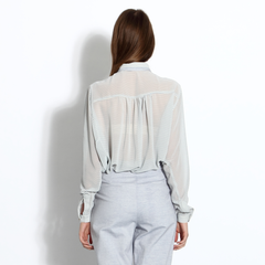 Sheer striped shirt with round gold-plated buttons