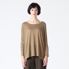 Relaxed Fit Top with Chiffon Side Panels in Olive