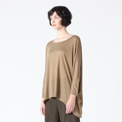 Relaxed Fit Top with Chiffon Side Panels in Olive