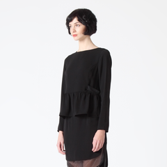 Peplum Top with Back Cut Out and Side Faux Leather Trims