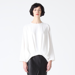 Top with Multi-Pleat Front Hem in White