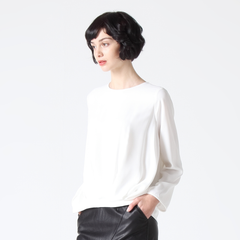 Top with Multi-Pleat Front Hem in White