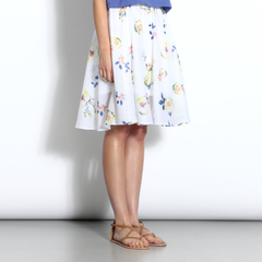 Floral-print high-waisted circle organza skirt