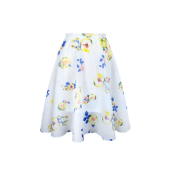Floral-print high-waisted circle organza skirt