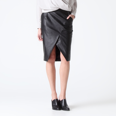 Faux Leather Wrap Skirt