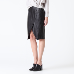 Faux Leather Wrap Skirt