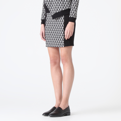 Geometric Print Skirt with Block Colour Side Panels
