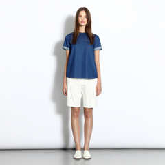 White cotton chino shorts