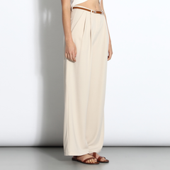High-waisted palazzo trousers in cream