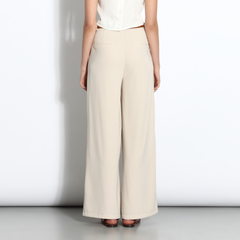 High-waisted palazzo trousers in cream