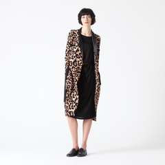 Leopard Print Wrap Dress with Faux Leather Lapel and Metal Buckle Belt
