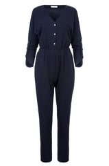 Half-Sleeve Black Cocktail Jumpsuit with Cut-Out Back