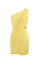 One Shoulder Cocktail Braidmaid Dress in Yellow