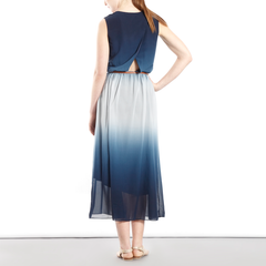 Gradation Midi dress with Open Back Detail