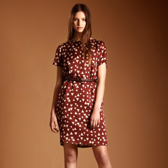 Triangle print dress with leather belt