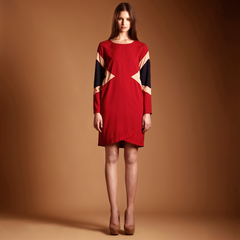 Three-tone shift dress