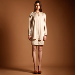 Shirt dress with open collar