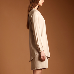 Shirt dress with open collar