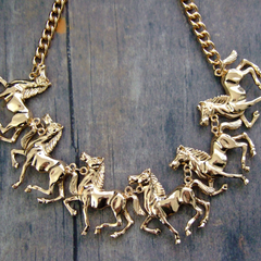 Golden Horses Necklace