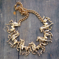 Golden Horses Necklace