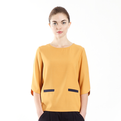 Mid Sleeve Top with Navy Pockets