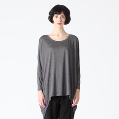 Relaxed Fit Top with Chiffon Side Panels in Grey